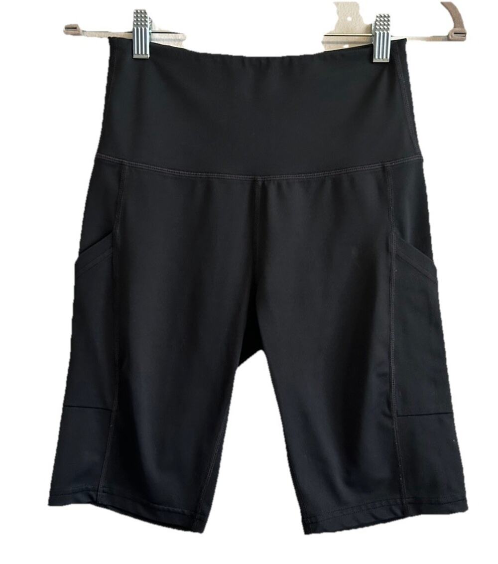 Firm Abs Womens Bike Shorts Small Pockets Tummy Tuck Athletic Gym Walk Run Yoga